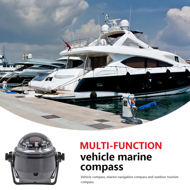1 Set Boat Compass Direction Display Equipment Practical Simple Navigation Tools Sailing Tool with Clear Displaying for Outdoor Black