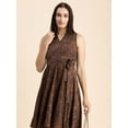 thumbnail image 6 of Moomaya Womens V Neck Printed Dress, Sleeveless Knee Length Smocked Dress, 6 of 9