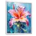 thumbnail image 2 of Designart "Tranquil Watercolor: Coral Lily Flower" Lily Floater Framed Canvas Prints, 2 of 5