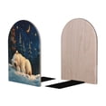 thumbnail image 2 of Susaid Starry Sky Sleep White Bear Print Wooden Bookends Decorative Book Ends for Shelves Heavy Books Holder Organizer Non-Slip Desk Book End for Kids Room Office School 1 Pairs, 2 of 8