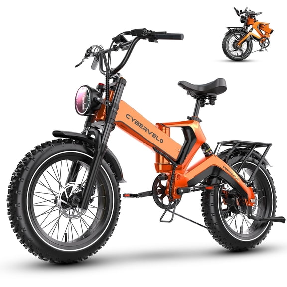 20" Fat Tires Folding Ebike for Adults, 750W Motor 8-Speed E-Mountain Bike, 48V 40Ah Bulit-in Battery Dirt Sand EBike