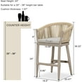 thumbnail image 3 of PURPLE LEAF Outdoor Counter Height Bar Stools Set of 2, Patio Woven Aluminum Barstools Bar Chairs with Back and Cushions for Balcony Garden Indoor Kitchen Outside,Champagne, 3 of 12