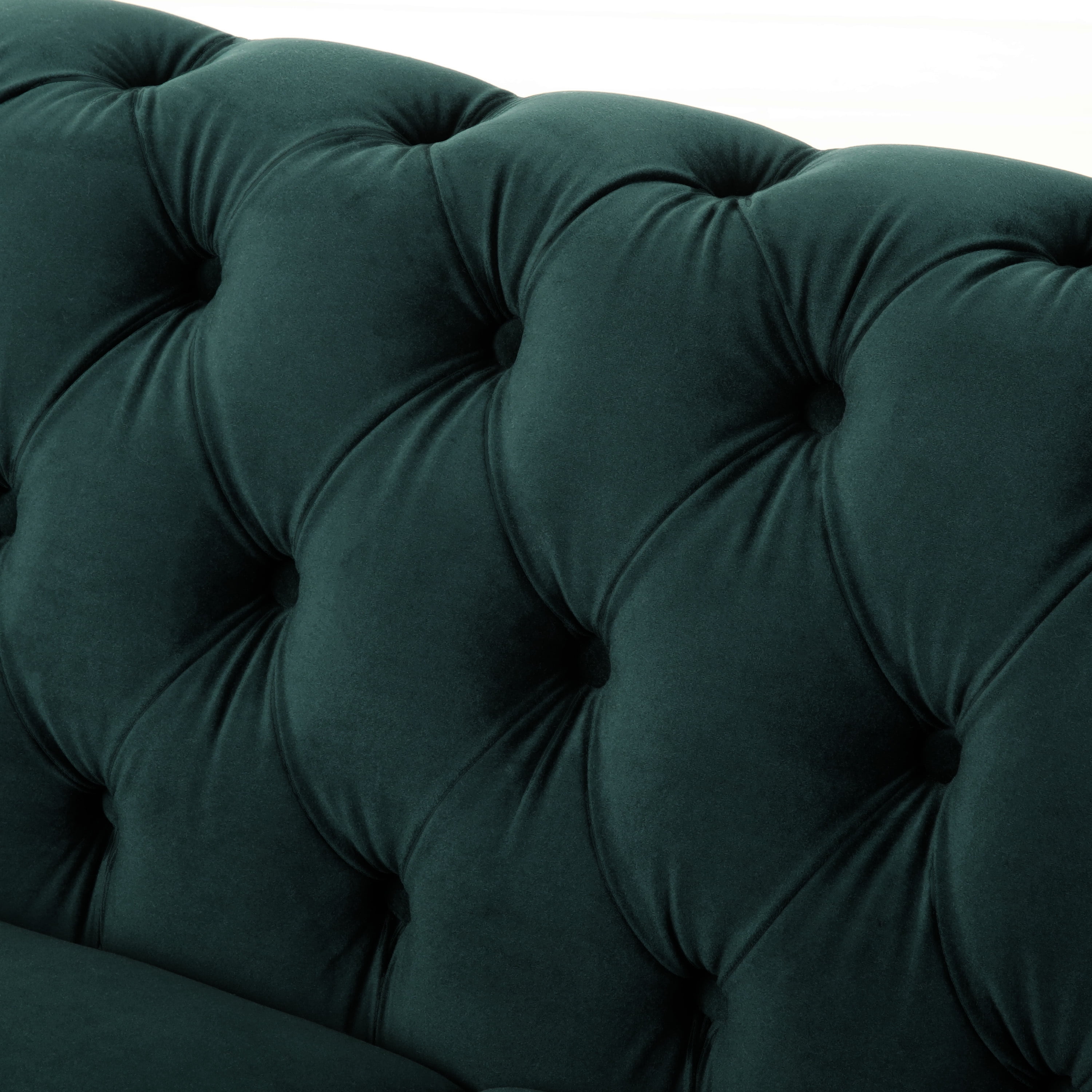 Euroco 59.44" Velvet Chesterfield Loveseat Sofa, Modern Upholstered Sofa Couch with Tufted Button Backrests and Rolled Arms,2 Seater Couch for Living Room,Bedroom, Office, Apartment,Forest Green