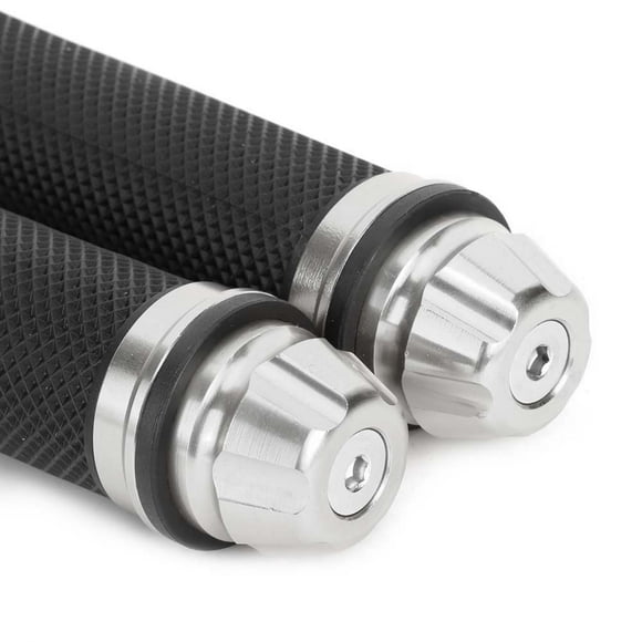 Motorcycle Handlebar Grips, CNC Aluminum Rubber Hand Grips withKnurling, 6 Color Options for 7/8" Bike Bicycle