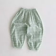 thumbnail image 2 of HVOBTTY Toddler's Pants Plaid Cotton Linen Lightweight Breathable Casual Daily Wear Trousers, 2 of 5