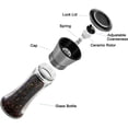 thumbnail image 3 of Juego de 2 molinillos de pimienta y sal, molinillo de especias con tapa de acero inoxidable cepillado, cuchillas de cerámica, grosor ajustable y cuerpo de vidrio alto recargable, 3 of 5