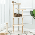 thumbnail image 3 of Pefilos 49" Cat Tree Tower for Indoor Cats Multi-Level Cat Tree Modern Cat Tower Wooden Activity Center with Scratching Posts, Beige, 3 of 15