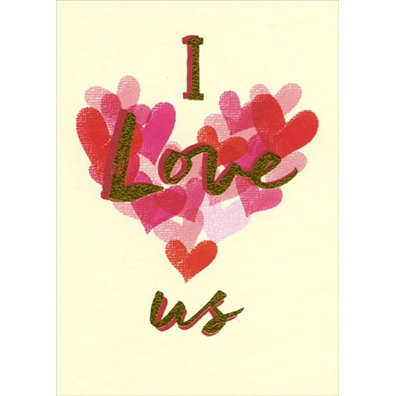 RSVP I Love Us Gold Foil Letters Over Hearts Romantic Valentine's Day Card for Us