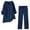 Navy, variant on Lounge Sets for Women 2 Piece Long Pants Linen Outfits Women 2 Piece Women Summer Loose Comfortable Casual Solid Color Fashionable Long Sleeved Top pants Long Sleeved Round Neck Top/shirt Set
