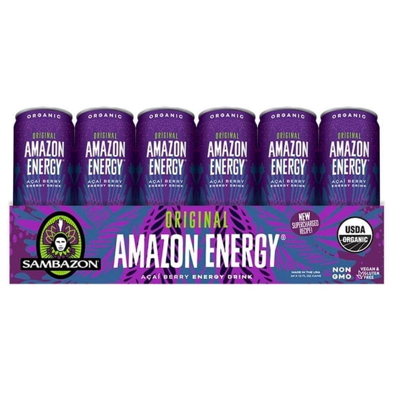 Sambazon Amazon Energy Drink, Original Acai Berry, 12 Ounce (Pack of 24)