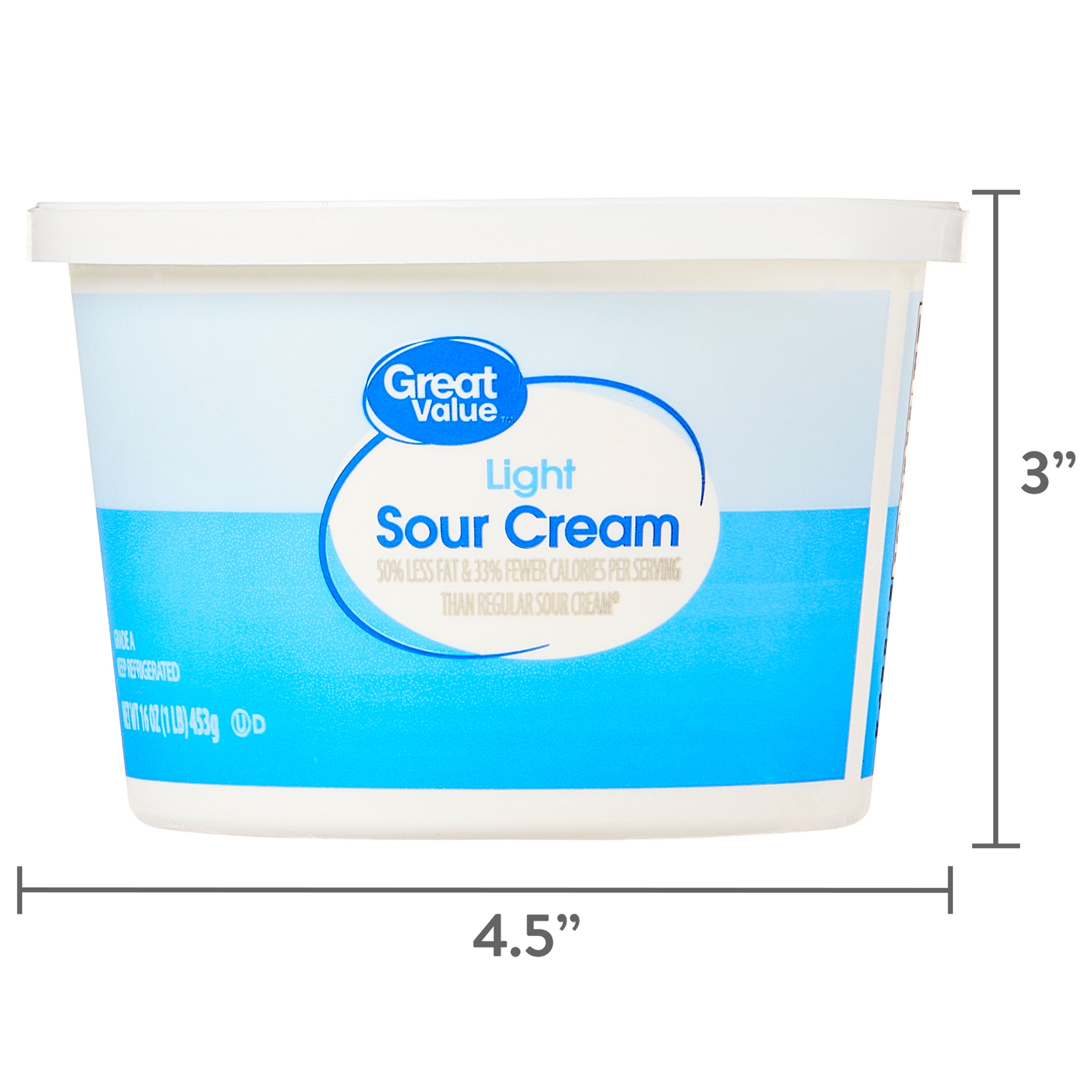 Great valueページ Great Value Light Sour Cream 16 oz Tub, Lower Fat & Calories