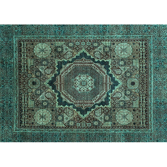 Ahgly Company Indoor Rectangle Abstract Light Blue Modern Area Rugs, 4' x 6'