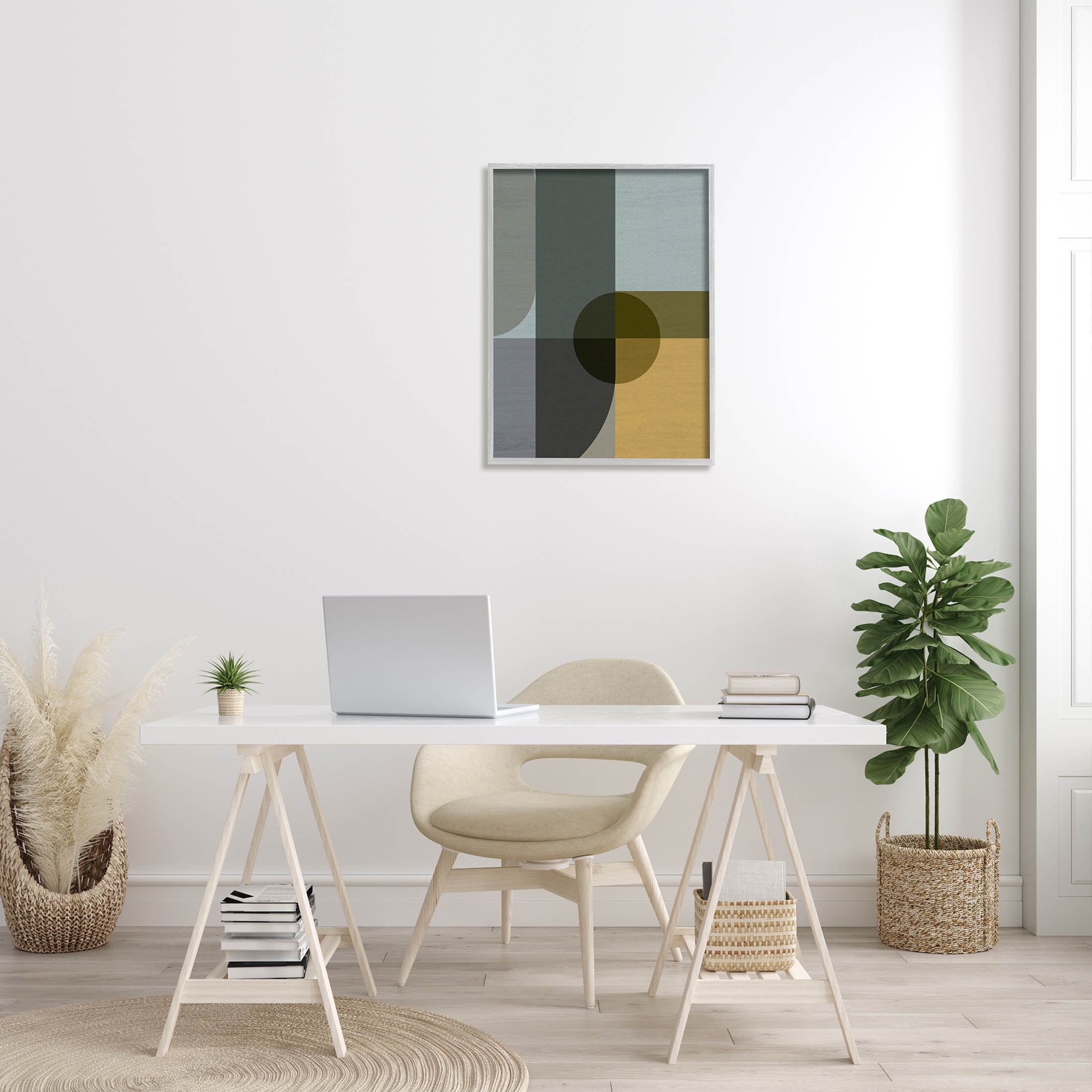 Geometric Arched Contemporary Shapes Abstract Graphic Art Gray Framed Art Print Wall Art