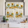 thumbnail image 4 of 3 Piece Kitchen Curtains and Valances Set Yellow Sunflowers Cafe Curtains 24 Inch Length Daisy Bees Elegant Pastoral Floral Valance & Tier Curtain for Living Room Bedroom Window 54"x18"+27"x24"*2, 4 of 6