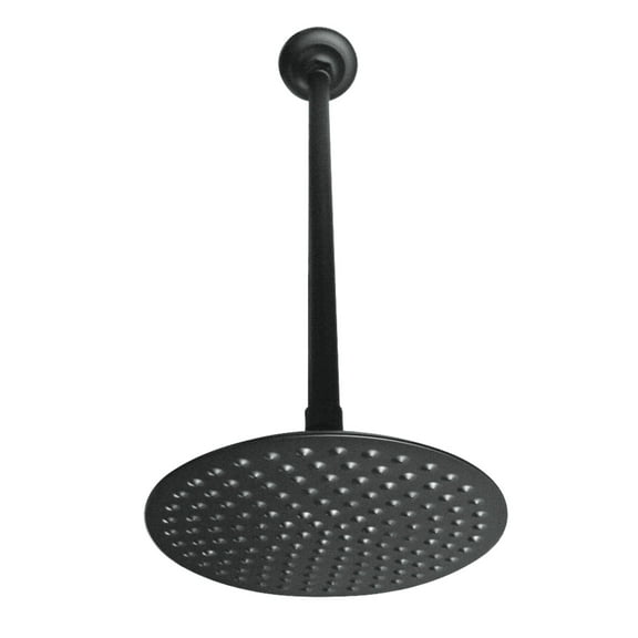 Kingston Brass K236K20 Trimscape 7-3/4 Inch Round Raindrop Brass Shower Head with 17-Inch Ceiling Mount Shower Arm in Matte Black