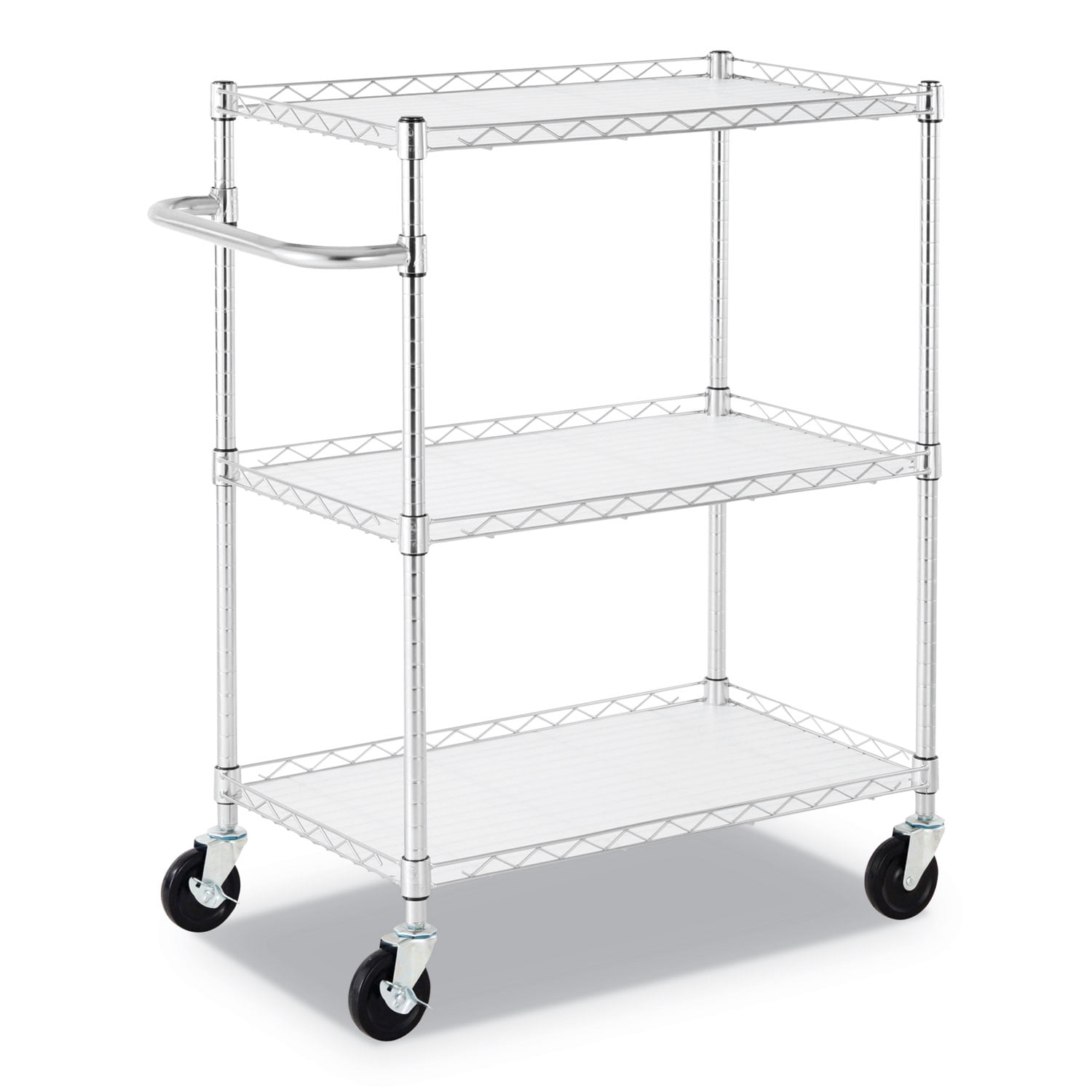 Alera 3-Shelf Wire Cart with Liners, 34.5w x 18d x 40h, Silver, 600-lb Capacity -ALESW333018SR