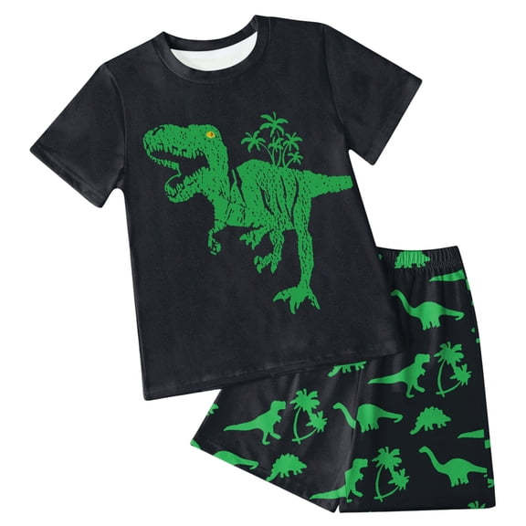 Caqnni Toddler Baby Boy Girls Summer Cute Dinosaur Tank Tops Elastic Shorts Outfits Elastic Cotton Short Sets Short Sets Pajamas & Dailywear Set 2-3 Years,Black