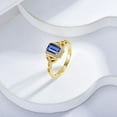 thumbnail image 2 of Rag Jewels 14K Yellow Gold Plated 925 Sterling Silver 2.50 Ct Emerald Cut Blue Tanzanite Engagement Wedding Christmas Thanksgiving Halo Ring For Women's -4.5, 2 of 4