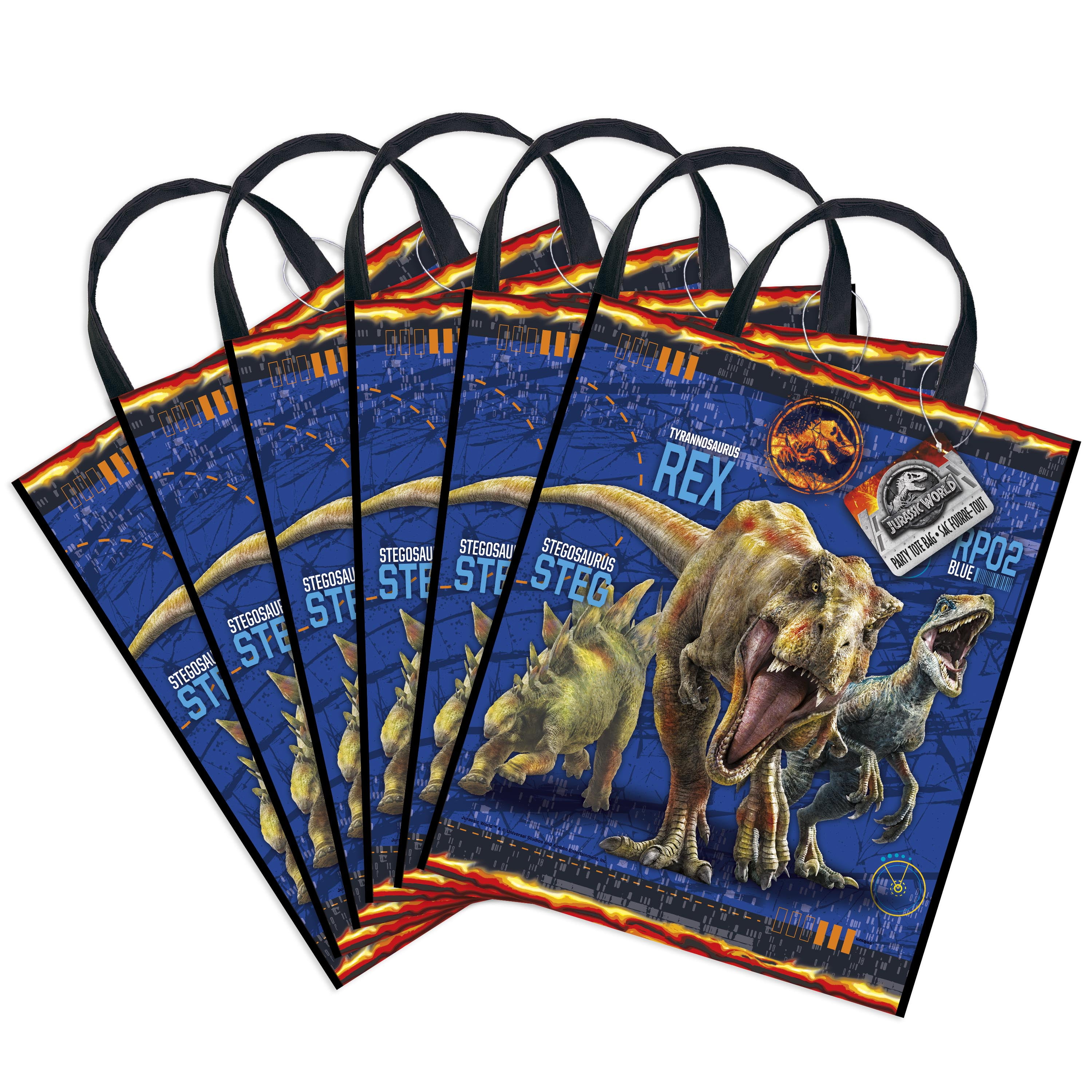Large Plastic Jurassic World Goodie Bags, 6ct