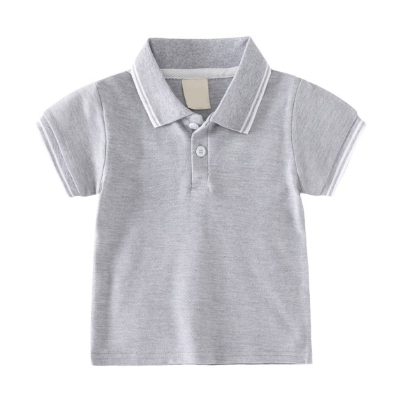 CMSHTD Polo Shirts for Boys Toddler Short Sleeve Summer, Kidss T-Shirt Children Tops for School & Uniform & Daily Wear, Baby Boys Clothes, Grey Size 2
