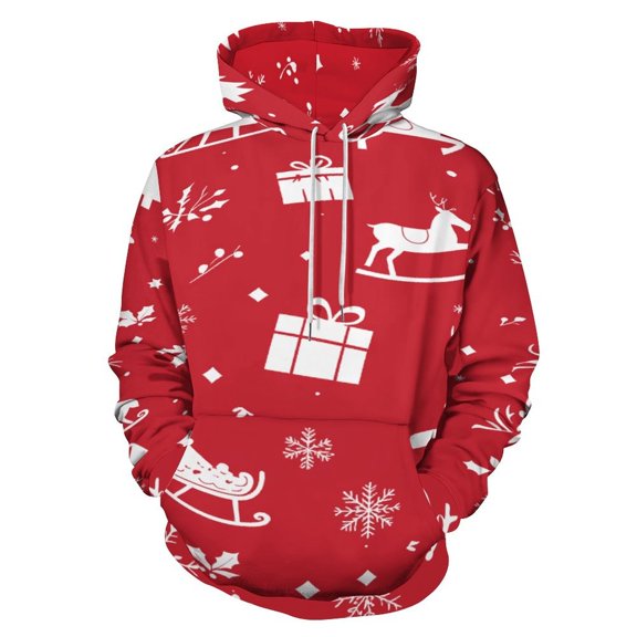 Christmas Snowflake Deer Men's Women Vintage 3D Hooded Sweatshirt - All-Season Loose Fit Streetwear