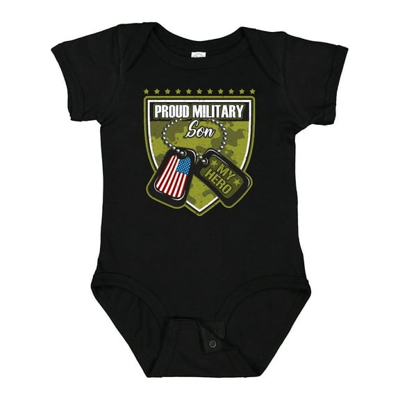 Inktastic Proud Military Son Boys Camo Flag Boys Baby Bodysuit