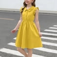 thumbnail image 4 of SBYOJLPB Children's Summer Dress Solid Color Collared Belts Tighten Waist Short-sleeve Shirt Turndown Collar Dress for Kids, 4 of 4