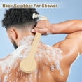 thumbnail image 4 of Unique Bargains 1pc Wooden Long Handle Dry Brushing Body Brush for Shower White, 4 of 7