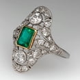 thumbnail image 2 of Vintage Inspired Bezel Set Emerald Green Cubic Zirconia Silver Engagement Ring, 2 of 4