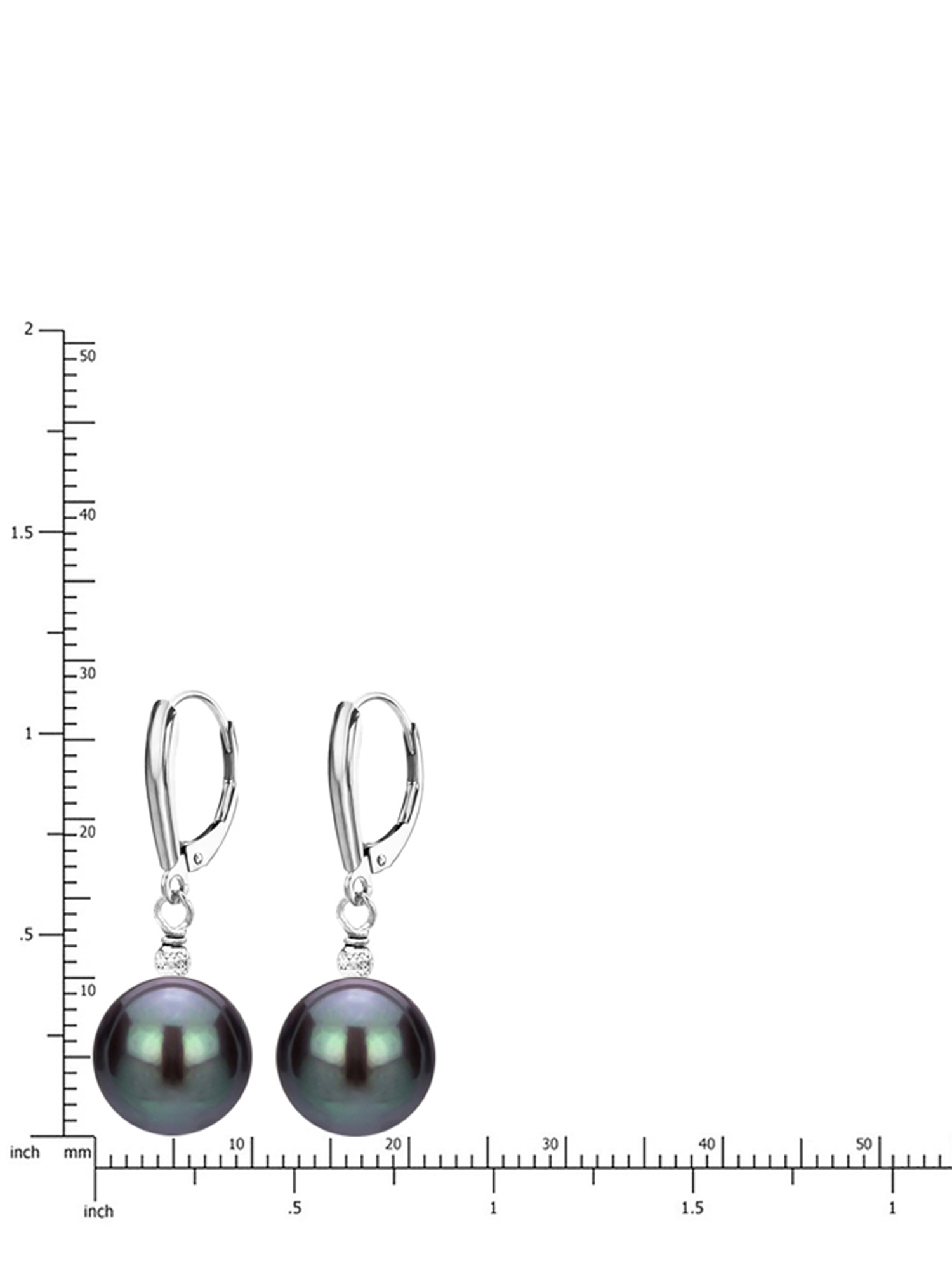 ADDURN Sterling Silver 9-10mm Black Freshwater Pearl with Pyramid Beads/Shield Lever Back Earring