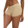 thumbnail image 4 of INSPIRE CHIC Women's Seamless Ice Silk Lace Trim Slip Shorts for Under Dresses Lightweight Elastic Boyshorts M Beige Y2, 4 of 5