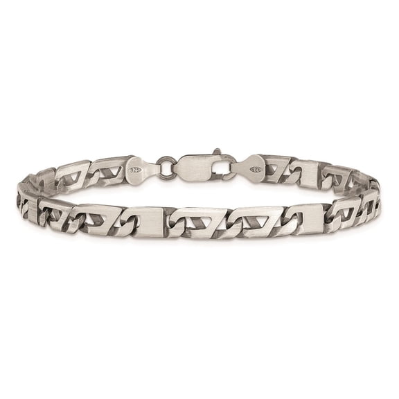 Diamond2Deal 925 Sterling Silver Antiqued Brushed Link Bracelet for Men 8.25"