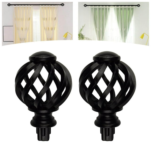 Maoww 2 Pcs Embouts de Tringle à Rideaux 3/4 Pouce Remplacement pour Chambre Salon Noir Ajouré