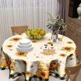 thumbnail image 6 of Sunflower Gnome Tablecloth Round 60 Inch Bee Floral Tabletop Decoration Washable Wrinkle Resistant Table Cover for Holiday Picnic Dinner, 6 of 8