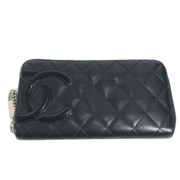 Pre-Owned CHANEL A50078 Cambon Line CC Coco Mark Long Wallet Round Zipper Leather... (Fair)