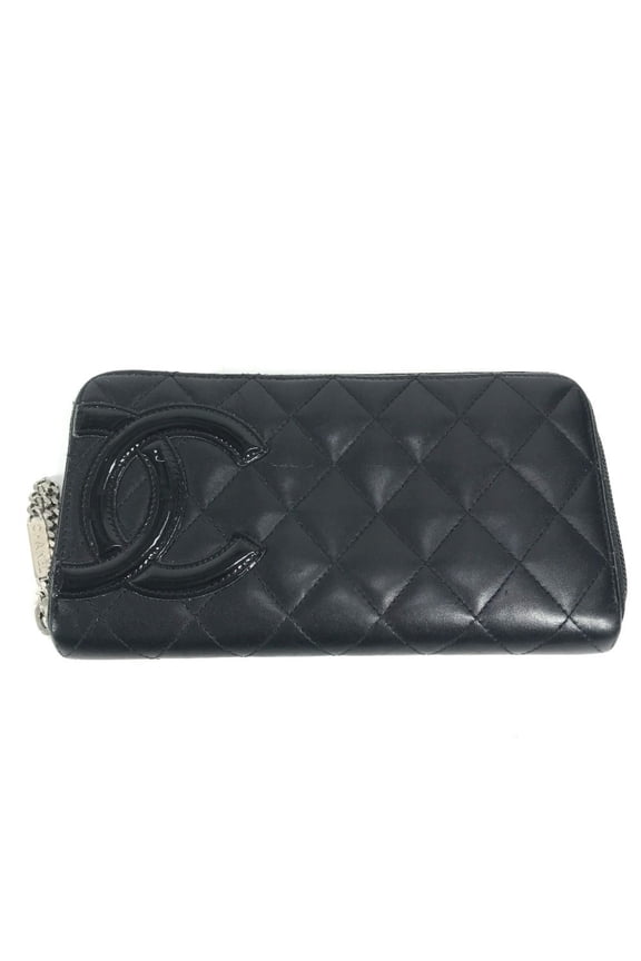Pre-Owned CHANEL A50078 Cambon Line CC Coco Mark Long Wallet Round Zipper Leather... (Fair)