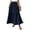 Navy, variant on WTOBBY Women's Solid Color A-Line Pocket Skirt Elastic Waist Pleated Maxi Skirt Casual Summer Beach Skirt with Contrast Splicing Panel and Drawstring Waist,Army Green L