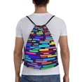 thumbnail image 2 of Drawstring Backpack, Men Ladies Waterproof Sports Backpack Gym Bag-Colorful Texture Art Pattern-Small Size, 2 of 8