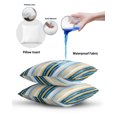 thumbnail image 6 of Waterproof Outdoor Throw Pillows with Inserts 16"x16", Blue Yellow Striped Soft Decorative Pillowcases for Couch Bedroom, Modern Stripes Art Watercolor Pillow Covers for Sofa Living Room, 6 of 8