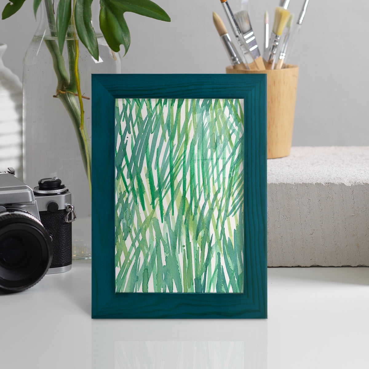 Just Grass I - Framed Print w/glass - Ocean Blue
