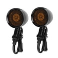 thumbnail image 2 of Universal Motorcycle Retro Bullet Grid LED Turn Signal Brake Light Metal Shell Blinker FlashesBlack Shell Yellow Lens, 2 of 9