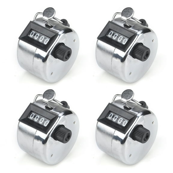 Toptie 4 Pcs Metal Hand Tally Counters, 4-Digit Mechanical Clicker Counter, Golf/Fish/Lap Number Handheld Counter