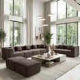 thumbnail image 3 of BEHOST 202.5" U-shaped Couch for Living Room, 8 Modules Sectional Sofas with 8 Pillows, Brown, 3 of 6