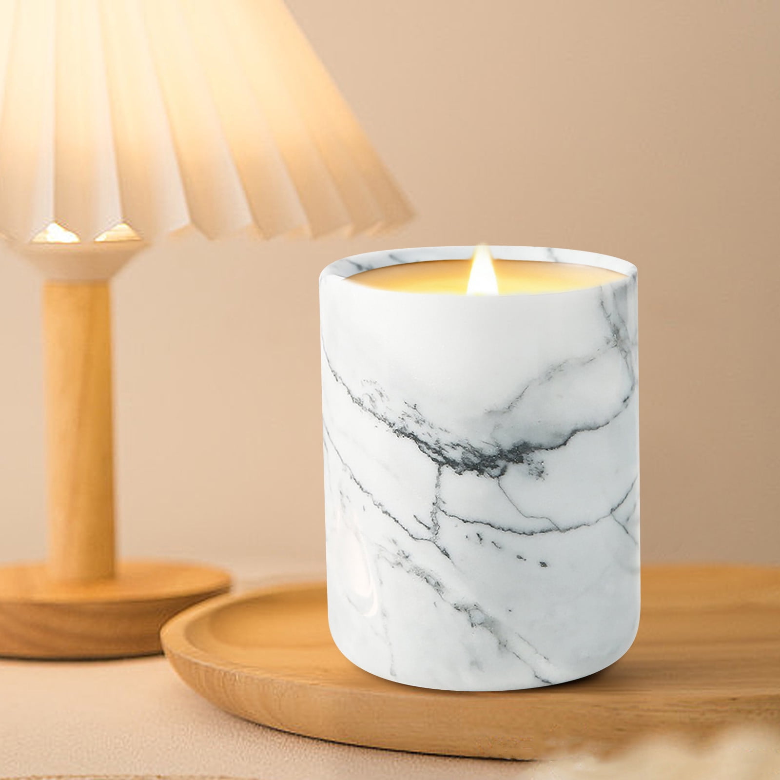 Natural Marble Nordic Ins Candle Holder, Luxury Decorative Tealight Candle Cup, Multi-Purpose Home Decor Jar for Vanity, Bathroom Shelf, Housewarming & Holiday Gift