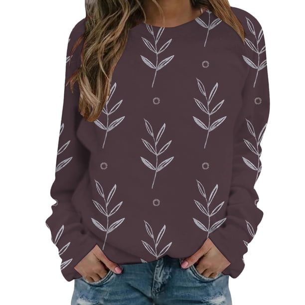 Gibobby Sudaderas con cremallera Sudadera de mujer Casual Top de manga larga Top con estampado de (Marrón, L)