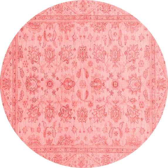 Ahgly Company Machine Washable Indoor Round Oriental Red Traditional Area Rugs, 5' Round