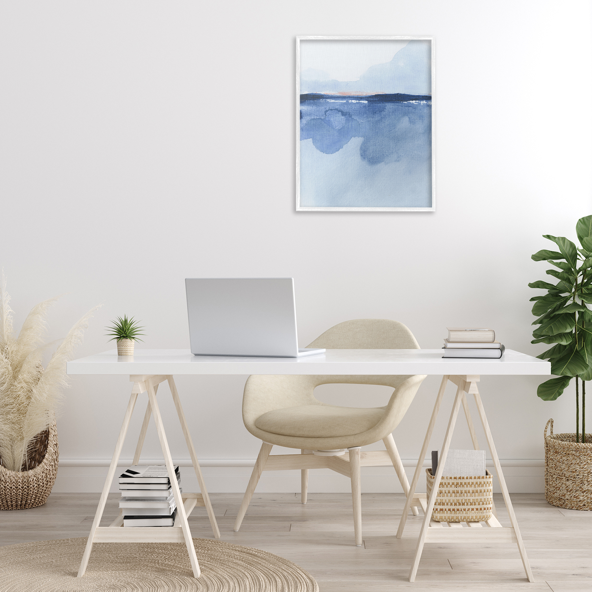 Stupell Industries Abstract Fluid Landscape Abstract Painting White Framed Art Print Wall Art, 24 x 30