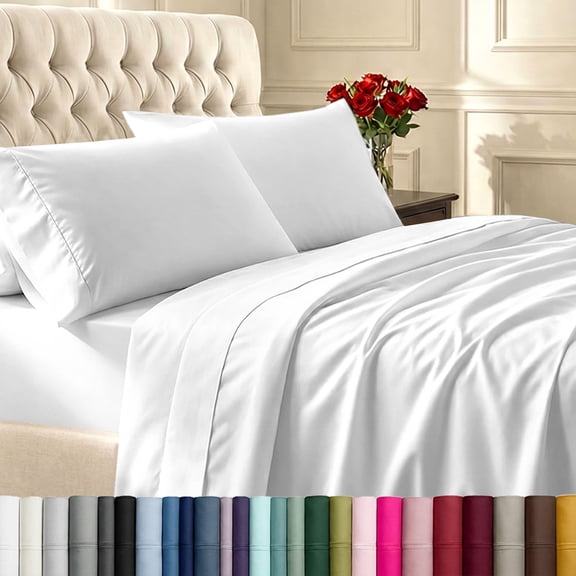 California Design Den 400 Thread Count 100% Cotton Sateen King Sheet Set - Antique White