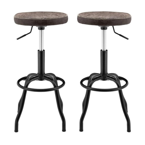 Home Square 29" Metal Backless Bar Stool in Coffee/Brown - Set of 2