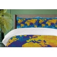 thumbnail image 4 of Ambesonne Digital Duvet Cover Sets, Geometric Modern, 2-Queen, Earth Yellow Sky Blue, 4 of 7